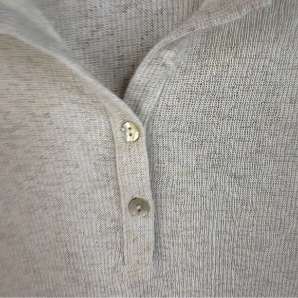 Zara T-shirt buttons knit cream white top shirt Beige Short Sleeve Top - Picture 5 of 11
